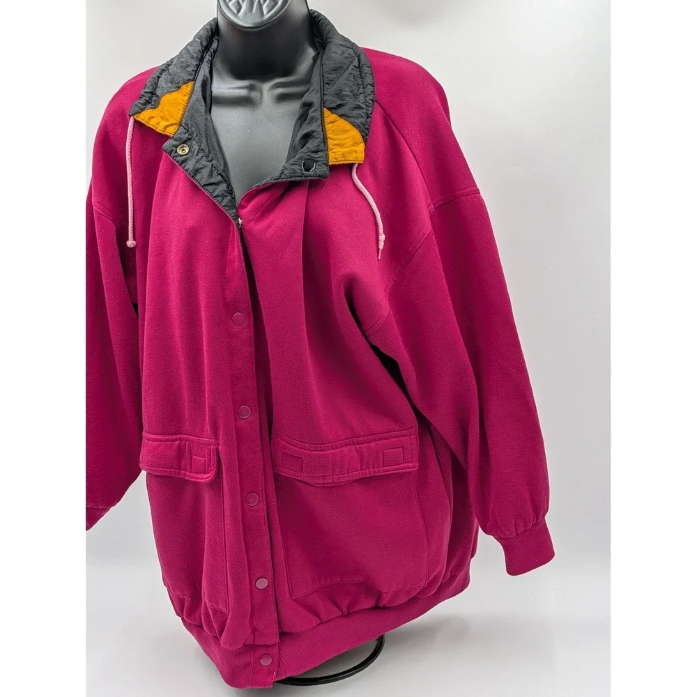 Vintage 80s 90s Colorblock Reversible‎ Fleece Windbreaker Jacket Womens